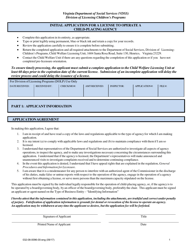 Form 032-08-0096-00-ENG Initial Application for a License to Operate a Child-Placing Agency - Virginia