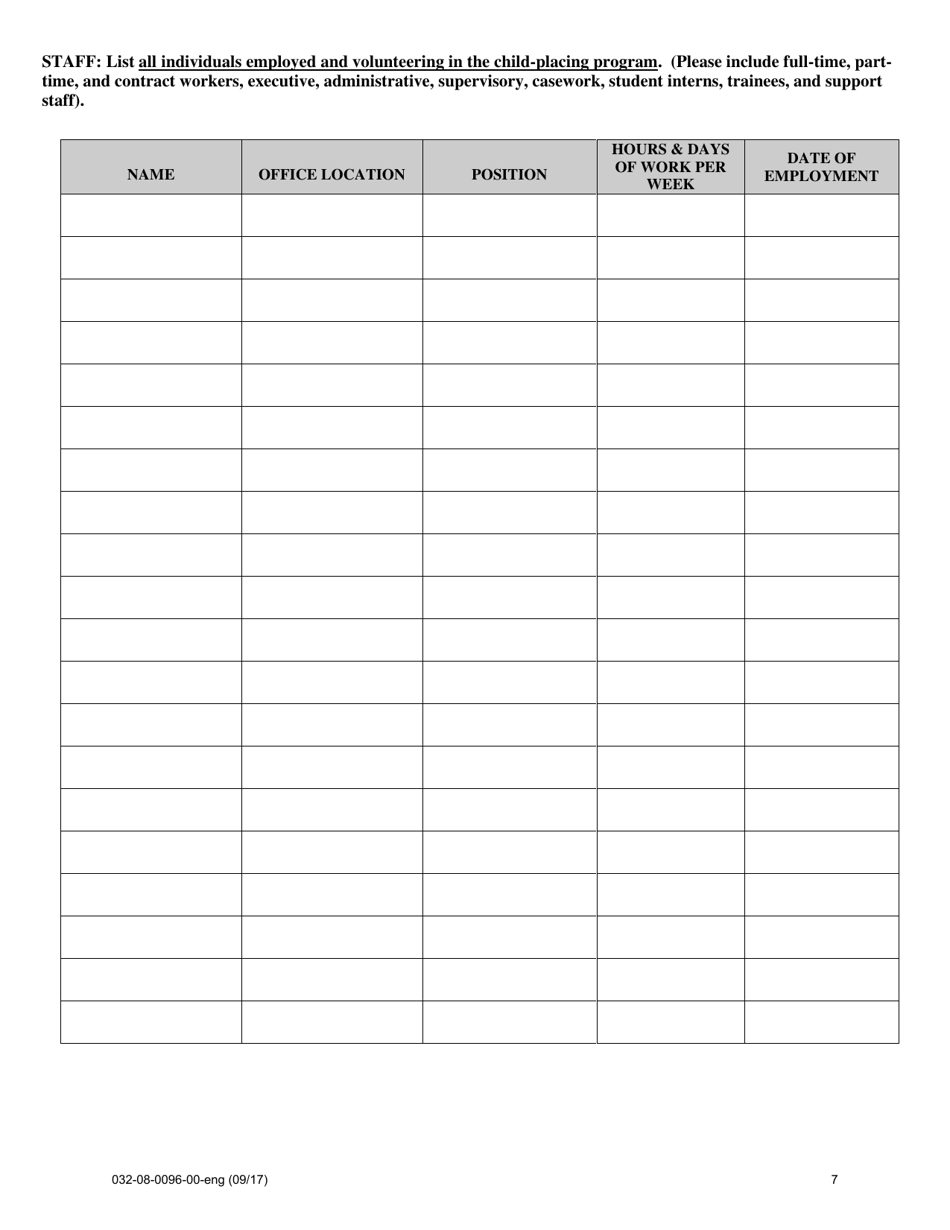 Form 032-08-0096-00-ENG Initial Application for a License to Operate a Child-Placing Agency - Virginia, Page 7