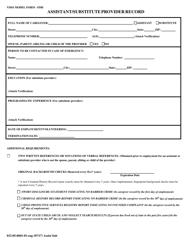 Form 032-05-0601-01-ENG Assistant/Substitute Provider Record - Virginia