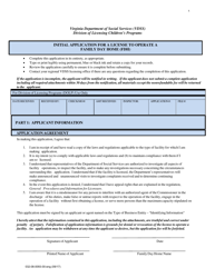Document preview: Form 032-08-0093-00-ENG Initial Application for a License to Operate a Family Day Home (Fdh) - Virginia