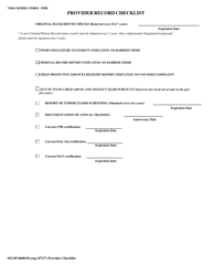 Document preview: Form 032-05-0600-01-ENG Provider Record Checklist - Virginia