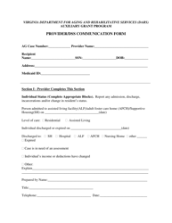 Form 032-15-0003-03-ENG Provider/Dss Communication Form - Virginia
