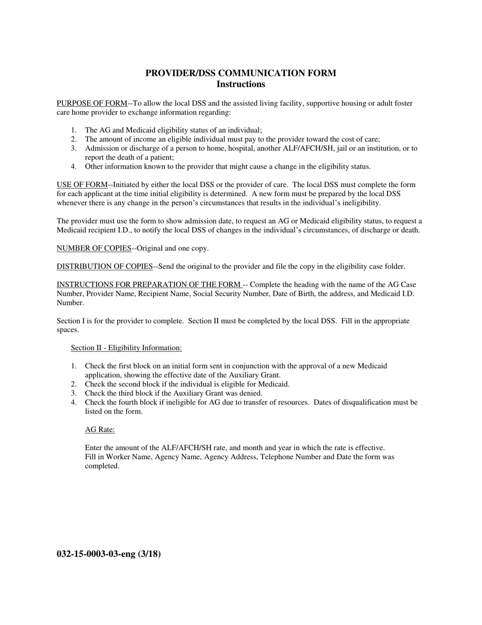 Form 032-15-0003-03-ENG Provider / Dss Communication Form - Virginia, Page 3
