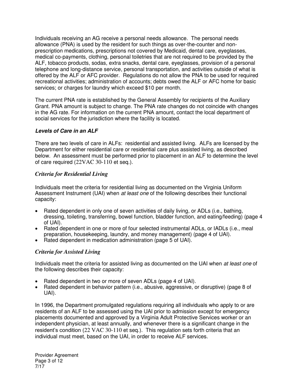 Auxiliary Grant Provider Agreement - Virginia, Page 3