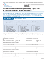 Appendix E Application for Health Coverage and Help Paying Costs (Medically Needy Spenddown) - Virginia