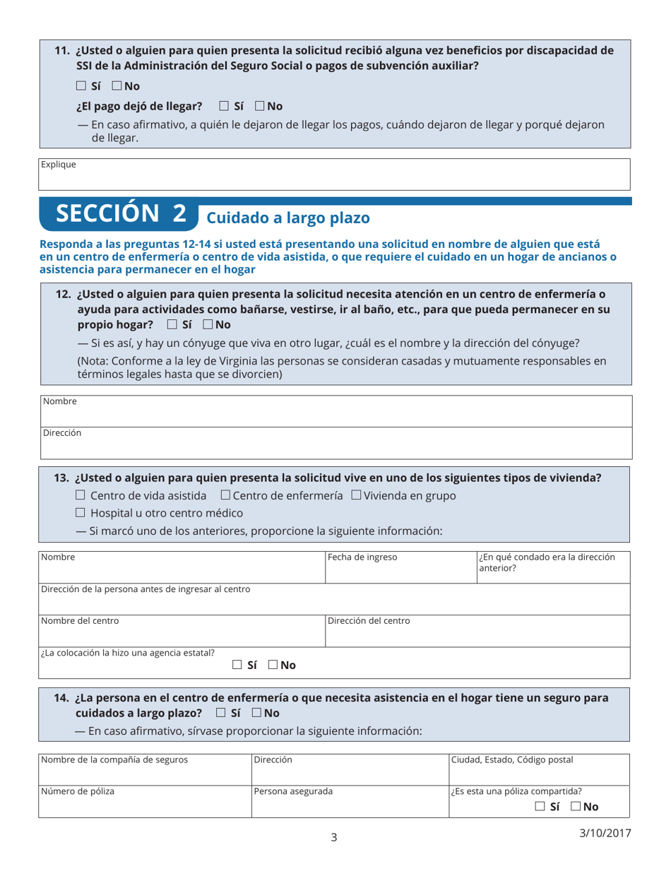 Apendice D - Solicitud De Cobertura De Salud Y Ayuda Con El Pago De Los Costos - Virginia (Spanish), Page 3