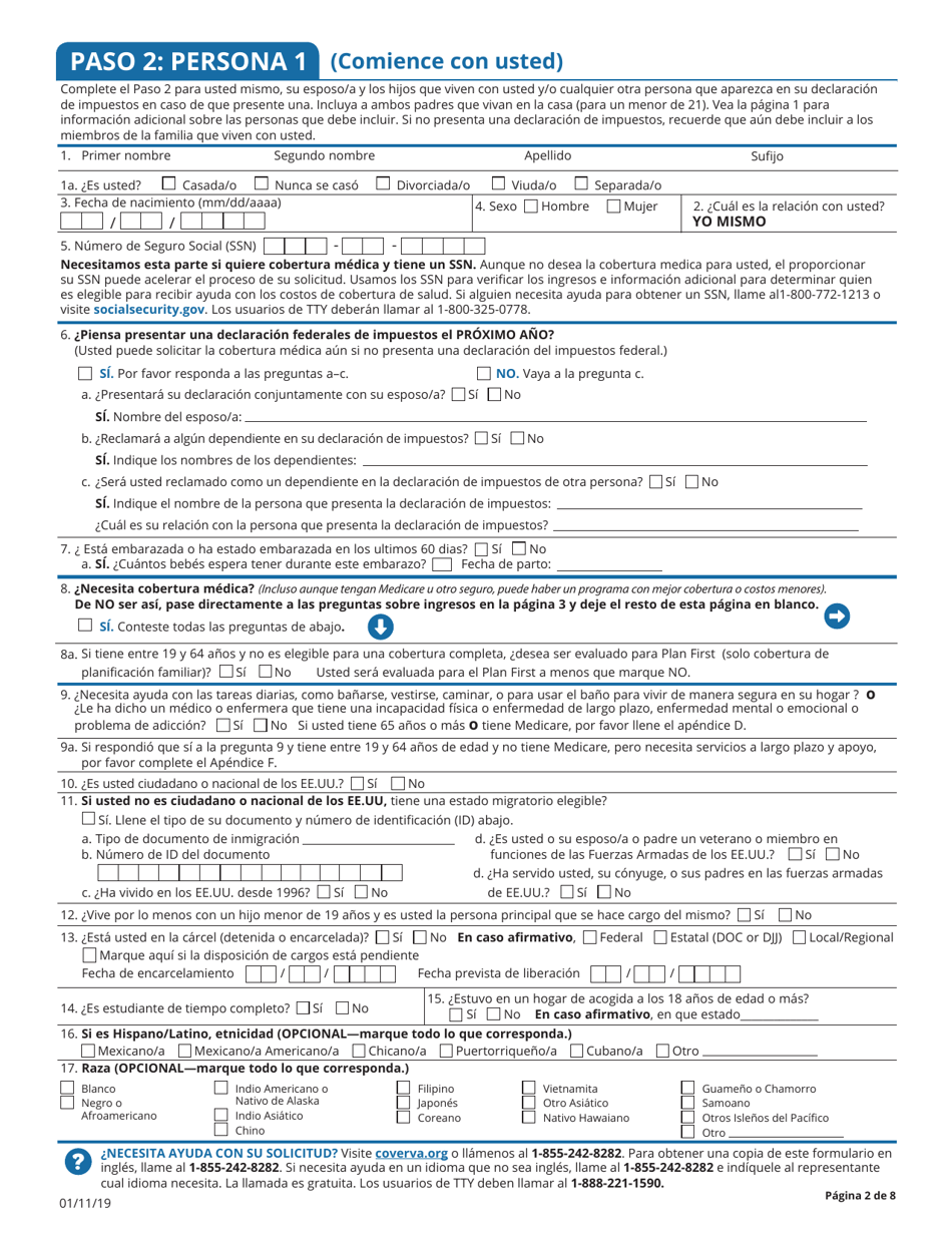 Solicitud Para La Cobertura De Salud Y Ayuda Para El Pago De Costos - Virginia (Spanish), Page 4