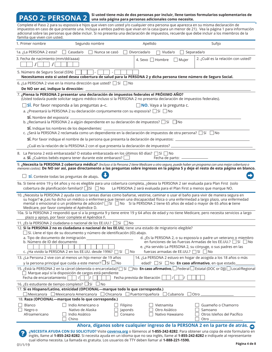 Solicitud Para La Cobertura De Salud Y Ayuda Para El Pago De Costos - Virginia (Spanish), Page 6