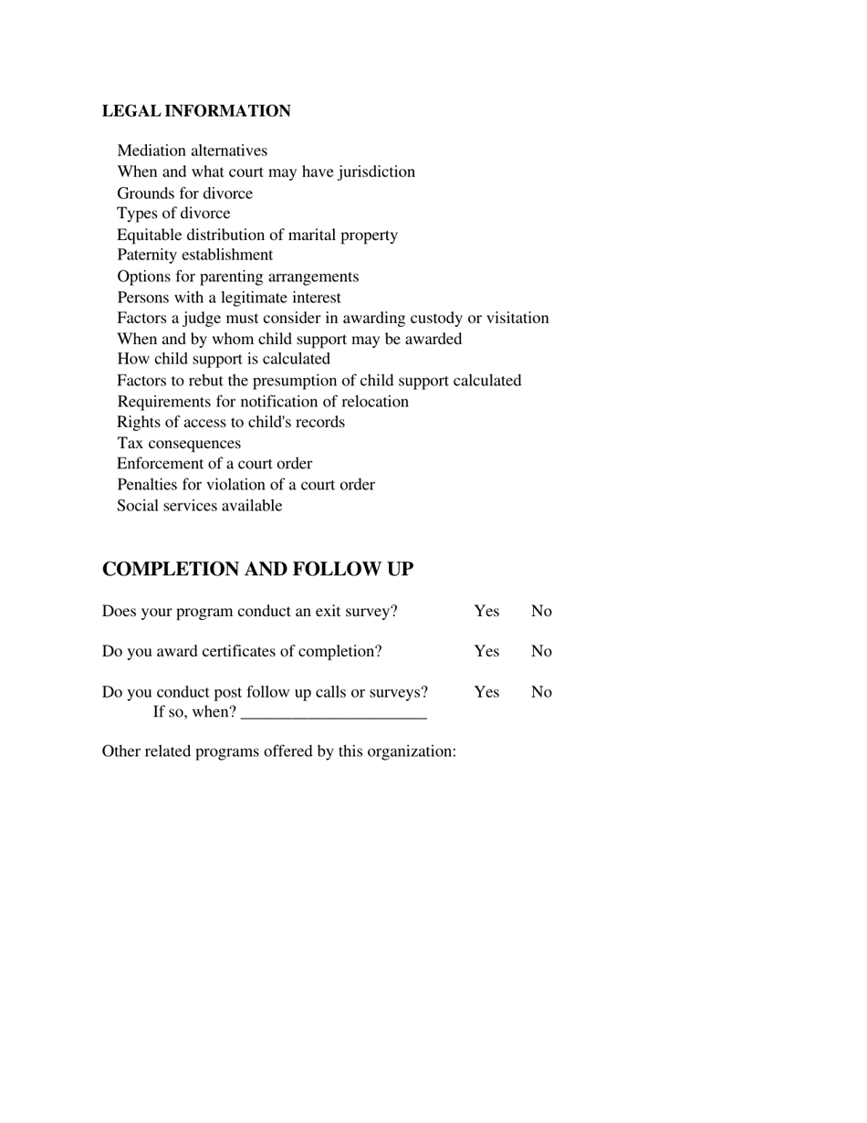Parent Education Program Self Evaluation Form - Virginia, Page 3