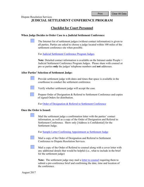 Checklist for Court Personnel - Virginia