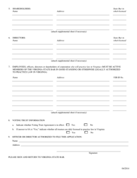 Application for Amended Certificate of Registration for Foreign Professional Law Corporation - Virginia, Page 2