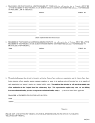 Application for Certificate of Registration for Foreign Professional Limited Liability Company - Virginia, Page 2