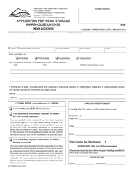 Document preview: AGR Form 603-2060 Application for Food Storage Warehouse License - Washington
