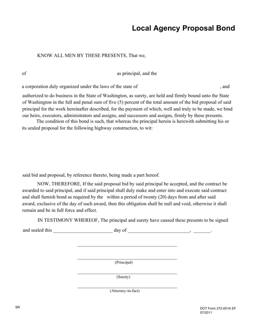 DOT Form 272-001A Local Agency Proposal Bond - Washington