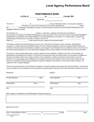 Document preview: DOT Form 272-002A Local Agency Performance Bond - Washington