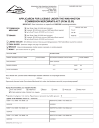 Document preview: AGR Form 802-7030 Application for License Under the Washington Commission Merchants Act (Rcw 20.01) - Washington