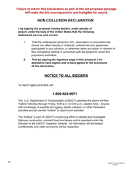 Document preview: DOT Form 272-036I Non-collusion Declaration - Washington