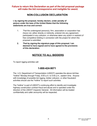 Document preview: DOT Form 272-036H Non-collusion Declaration - Washington