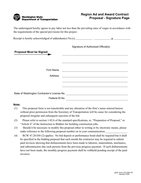 DOT Form 272-036C  Printable Pdf