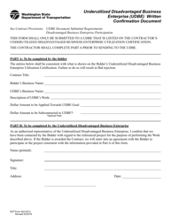 Document preview: DOT Form 422-031U Underutilized Disadvantaged Business Enterprise (Udbe) Written Confirmation Document - Washington