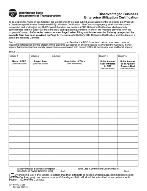 DOT Form 272-056  Printable Pdf