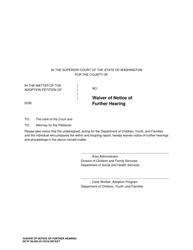 Document preview: DCYF Form 09-054 Waiver of Notice of Further Hearing - Washington