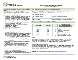 DCYF Formulario 07-090 Kilometraje Mensual Del Cuidador - Washington (Spanish)