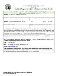 DCYF Form 09-137 Applicant Request for a Copy of Background Check Results - Washington