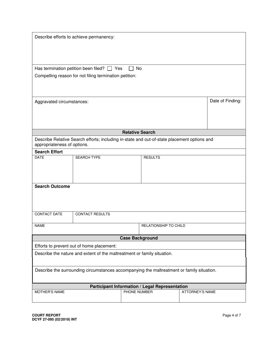 DCYF Form 27-095 Court Report - Washington, Page 4
