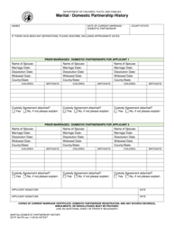 Document preview: DCYF Form 09-979 Marital/Domestic Partnership History - Washington