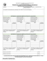 Document preview: DCYF Formulario 09-979 SP Historial De Matrimonios/Sociedades Domesticas - Washington (Spanish)