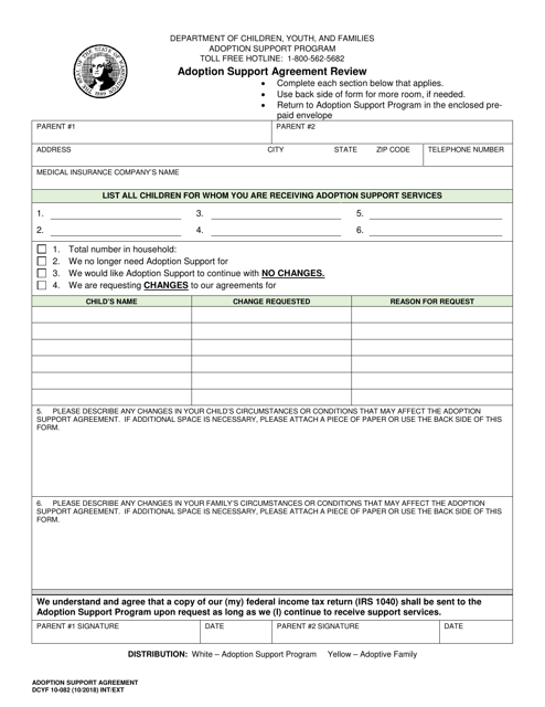 DCYF Form 10-082  Printable Pdf