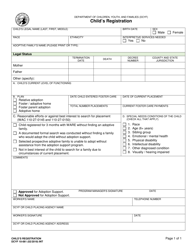 Document preview: DCYF Form 10-061 Child's Registration - Washington