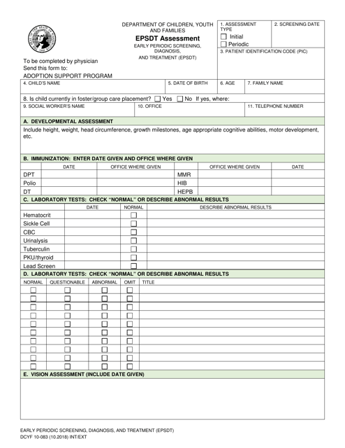 DCYF Form 10-083  Printable Pdf