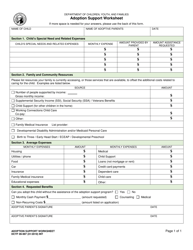 Document preview: DCYF Form 09-997 Adoption Support Worksheet - Washington