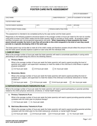DCYF Form 10-261 Foster Care Rate Assessment - Washington