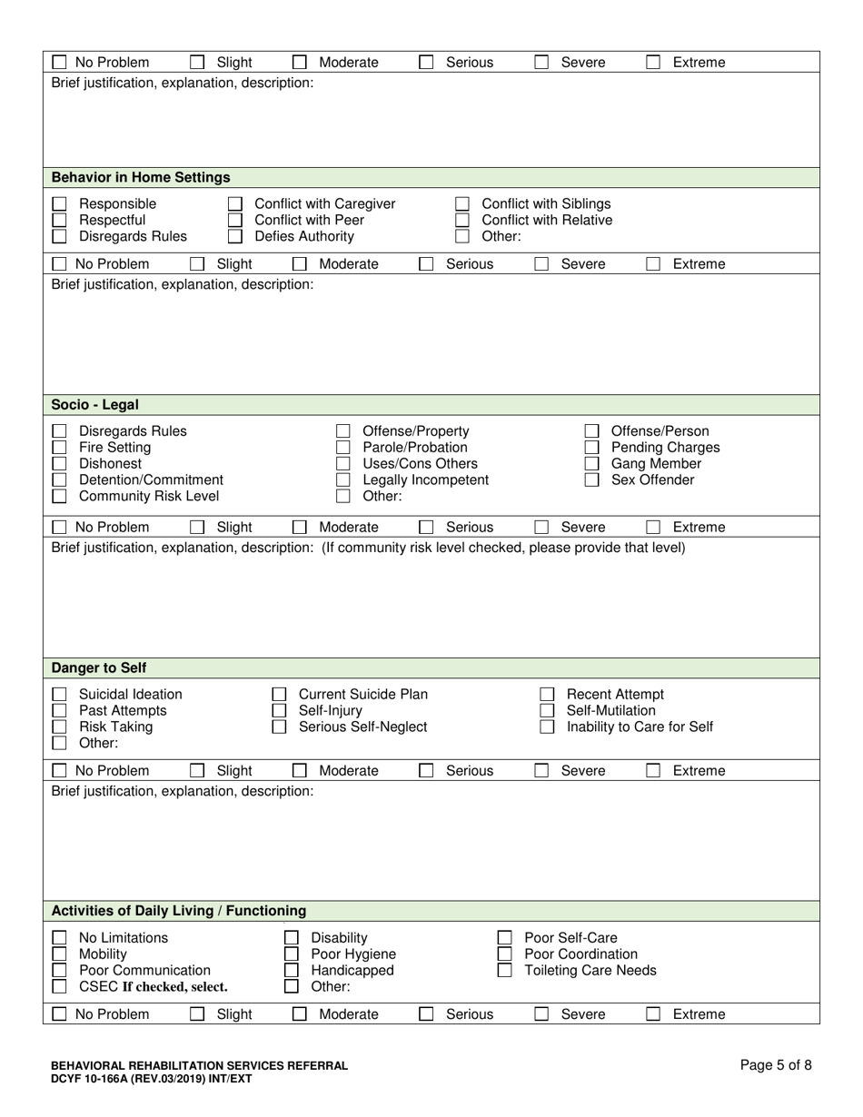 DCYF Form 10-166A Behavioral Rehabilitation (Brs) Referral - Washington, Page 5