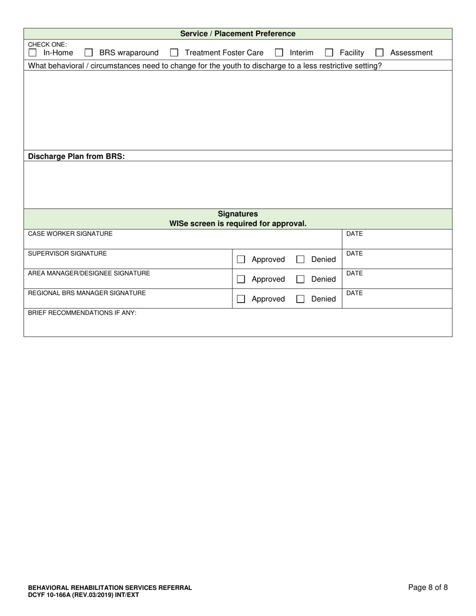 DCYF Form 10-166A Behavioral Rehabilitation (Brs) Referral - Washington, Page 8