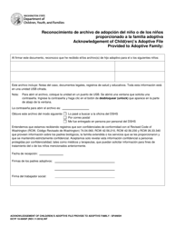 Document preview: DCYF Formulario 10-500SP Reconocimiento De Archivo De Adopcion Del Nino O De Los Ninos Proporcionado a La Familia Adoptiva - Washington (Spanish)