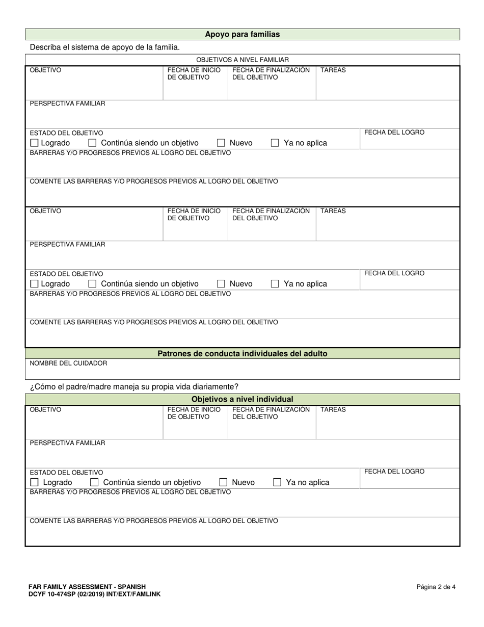 DCYF Formulario 10-474SP Evaluacion Familiar - Far - Washington (Spanish), Page 2