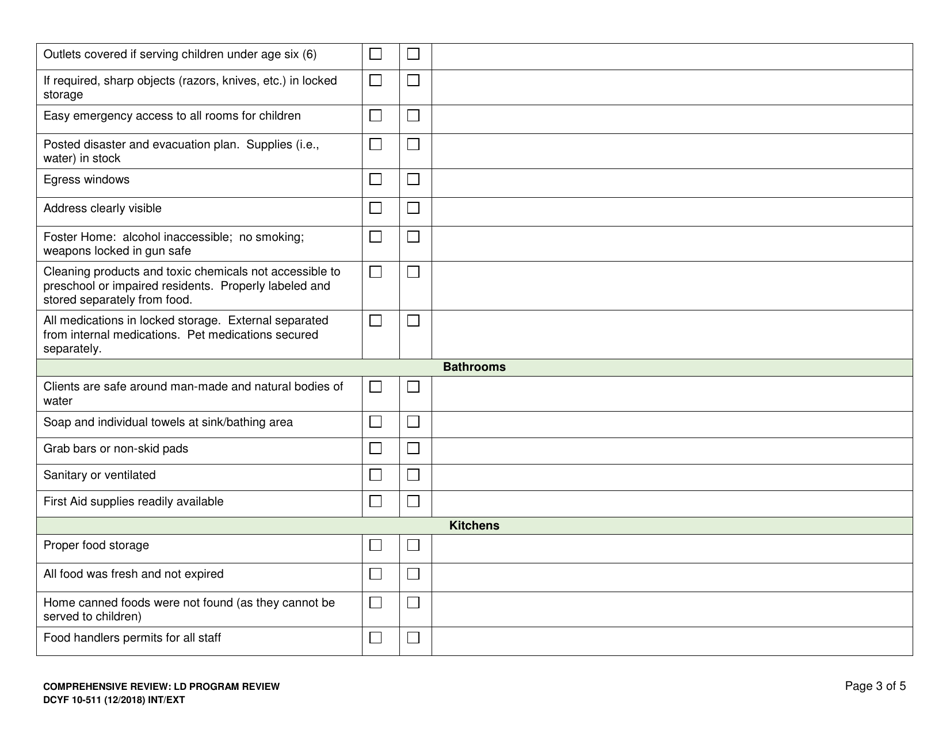 DCYF Form 10-511 Comprehensive Review: Ld Program Review - Washington, Page 3