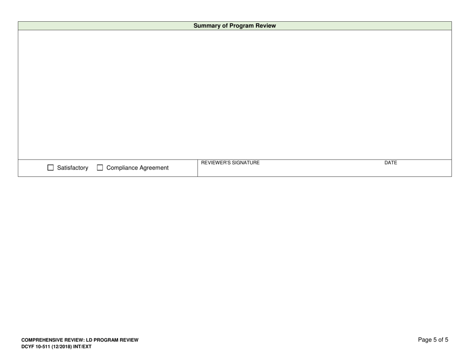 DCYF Form 10-511 Comprehensive Review: Ld Program Review - Washington, Page 5