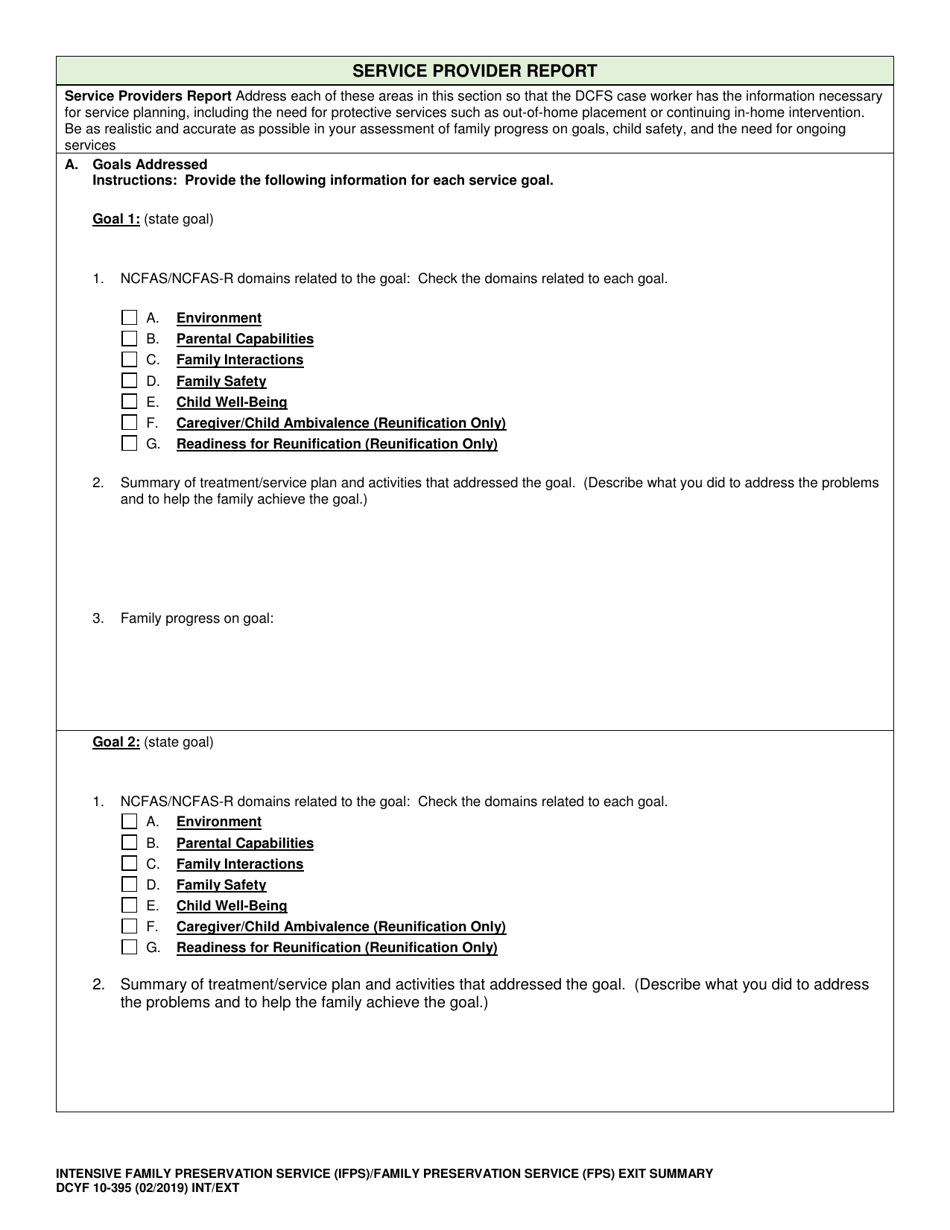 DCYF Form 10-395 Intensive Family Preservation Service (Ifps) / Family Preservation Service (Fps) Exit Summary - Washington, Page 4