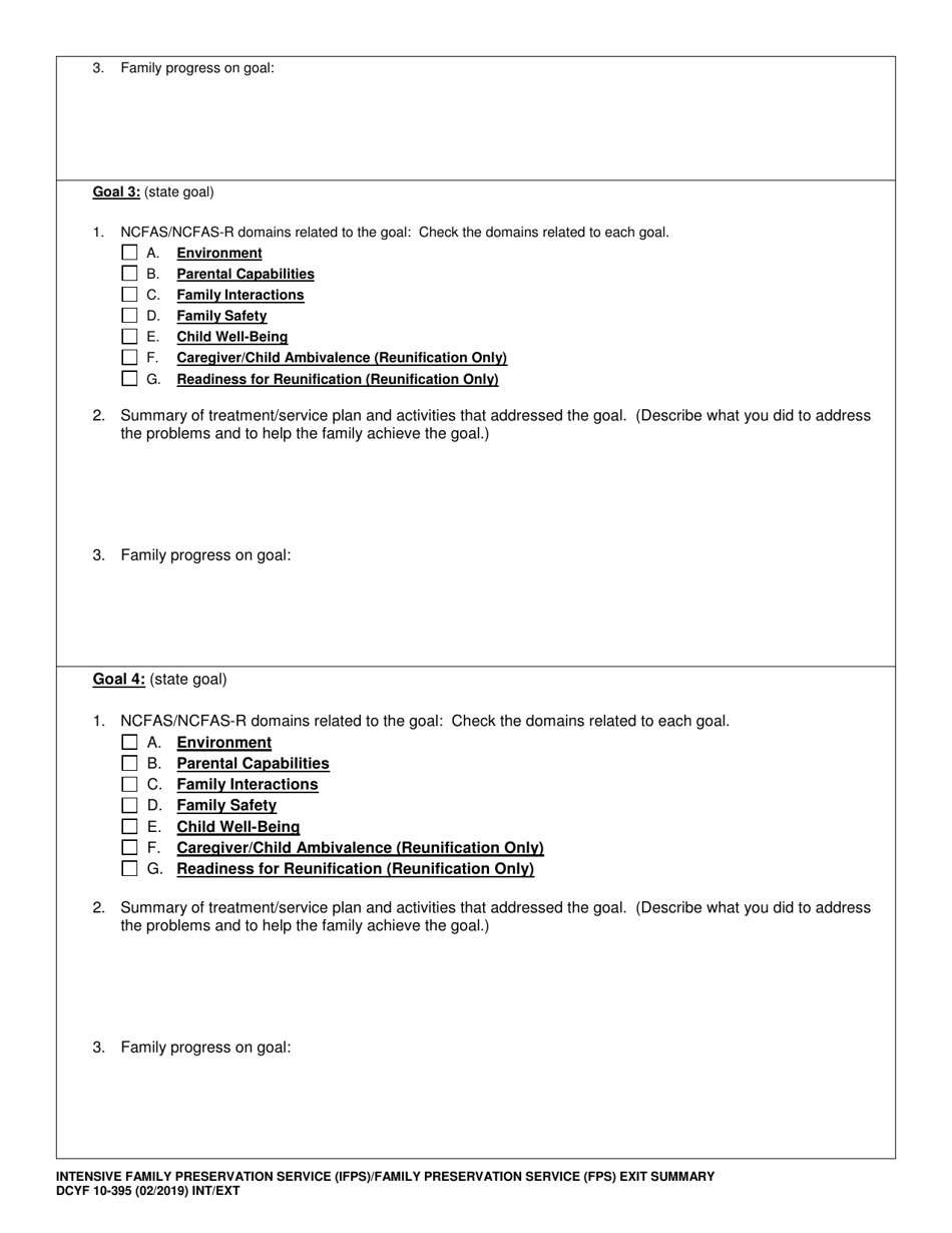 DCYF Form 10-395 Intensive Family Preservation Service (Ifps) / Family Preservation Service (Fps) Exit Summary - Washington, Page 5