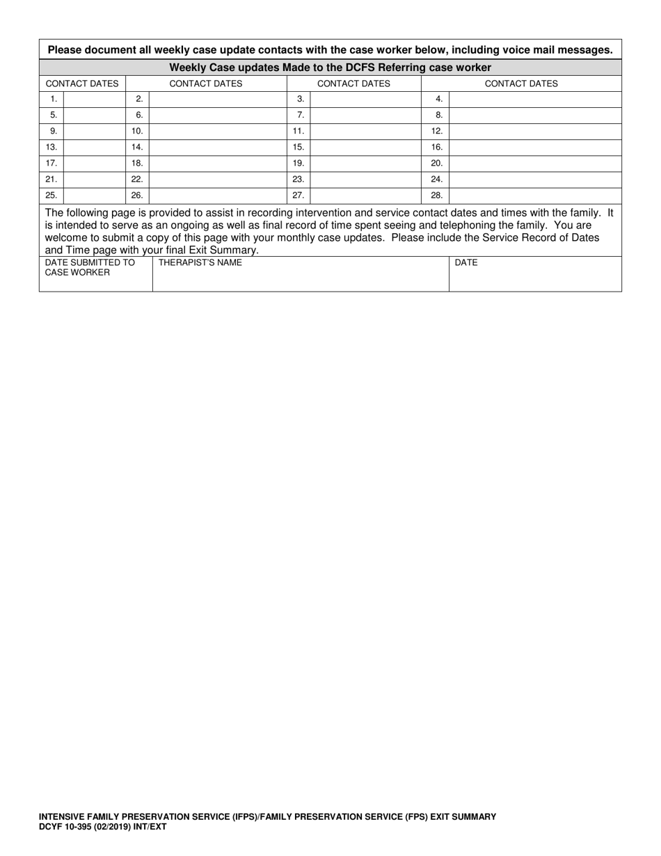 DCYF Form 10-395 Intensive Family Preservation Service (Ifps) / Family Preservation Service (Fps) Exit Summary - Washington, Page 7
