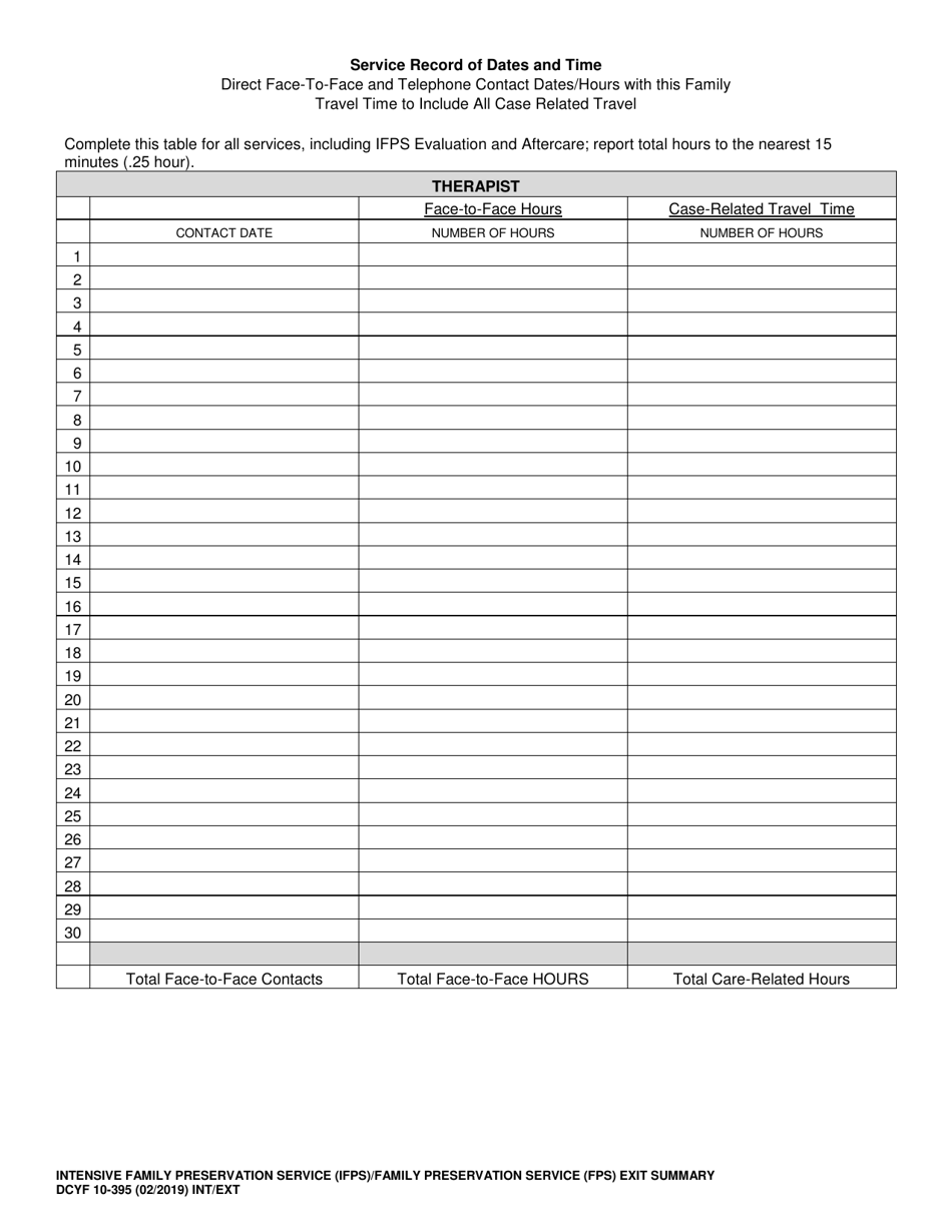 DCYF Form 10-395 Intensive Family Preservation Service (Ifps) / Family Preservation Service (Fps) Exit Summary - Washington, Page 8