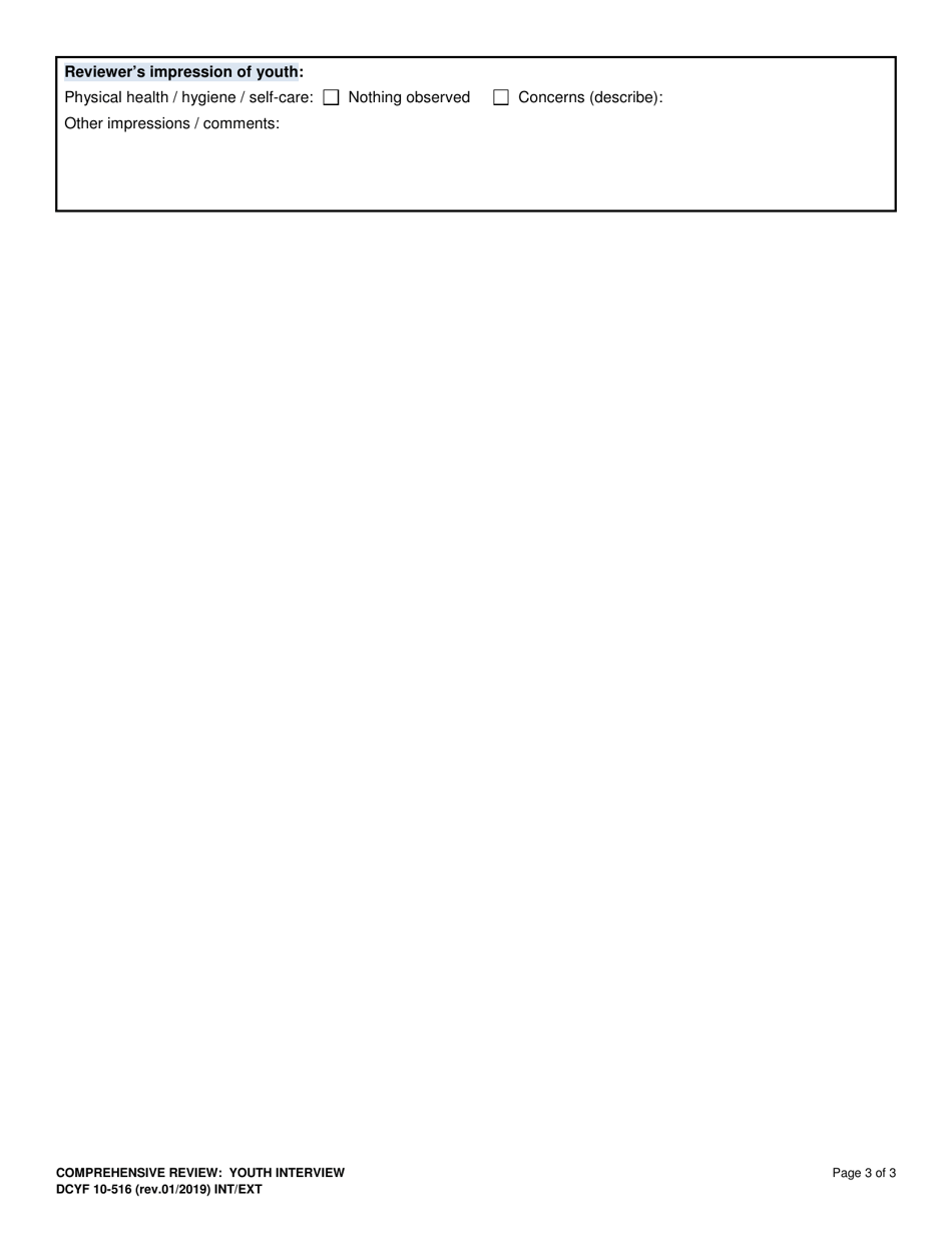 DCYF Form 10-516 Youth Interview - Washington, Page 3