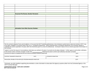 DCYF Form 10-521 Comprehensive Review: Compliance Agreement - Washington, Page 2