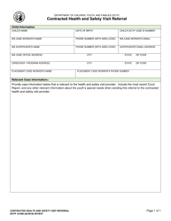 Document preview: DCYF Form 10-566 Contracted Health and Safety Visit Referral - Washington