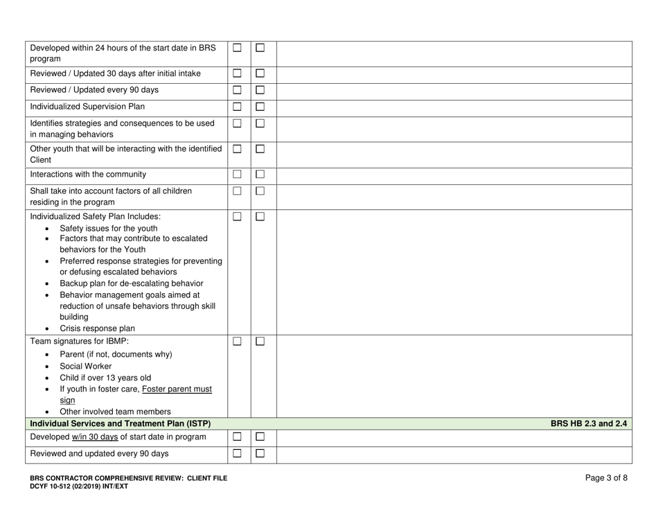 DCYF Form 10-512 Comprehensive Review: Brs Contractor Client File - Washington, Page 3
